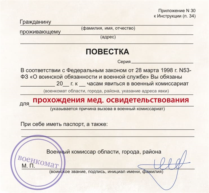 Причины вызова в военкомат