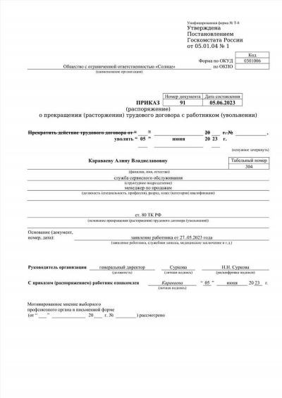 Обязательные реквизиты уведомления об увольнении со структурой ФСИН в 2026 году