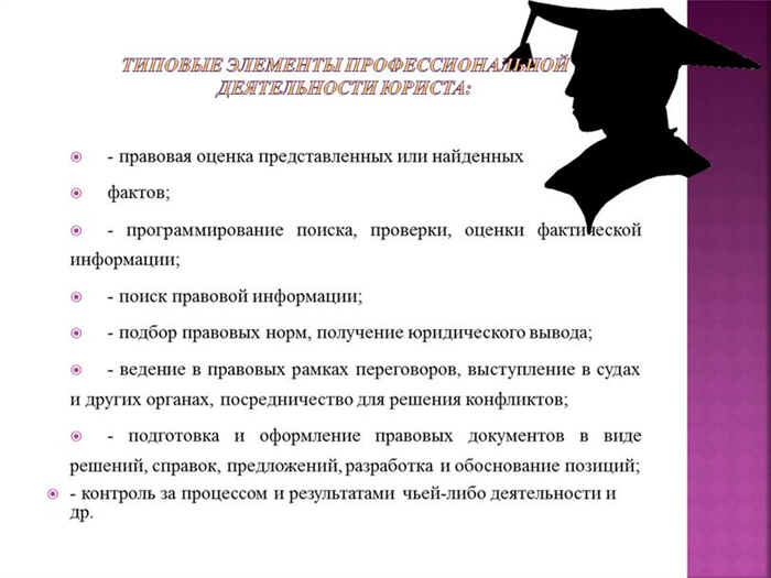 Основные виды юридической профессии