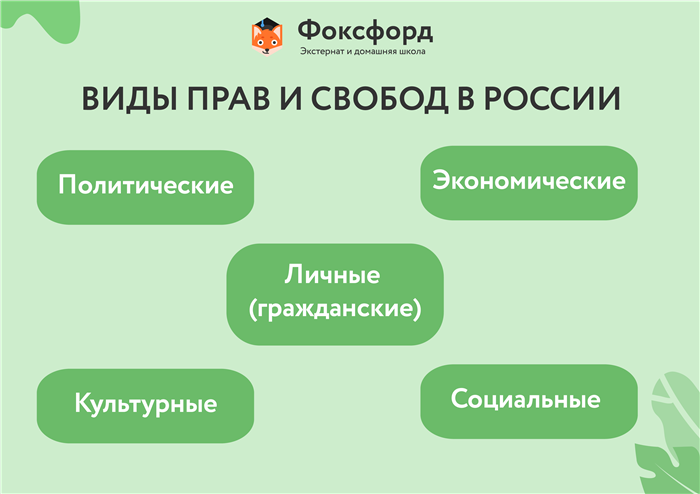 Классификация прав и свобод граждан Российской Федерации
