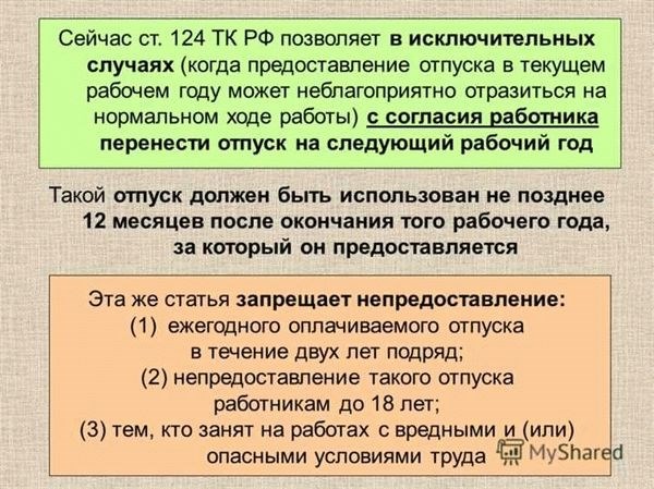 Перенос отпуска по инициативе работника или работодателя