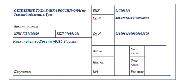 Данные о плательщике