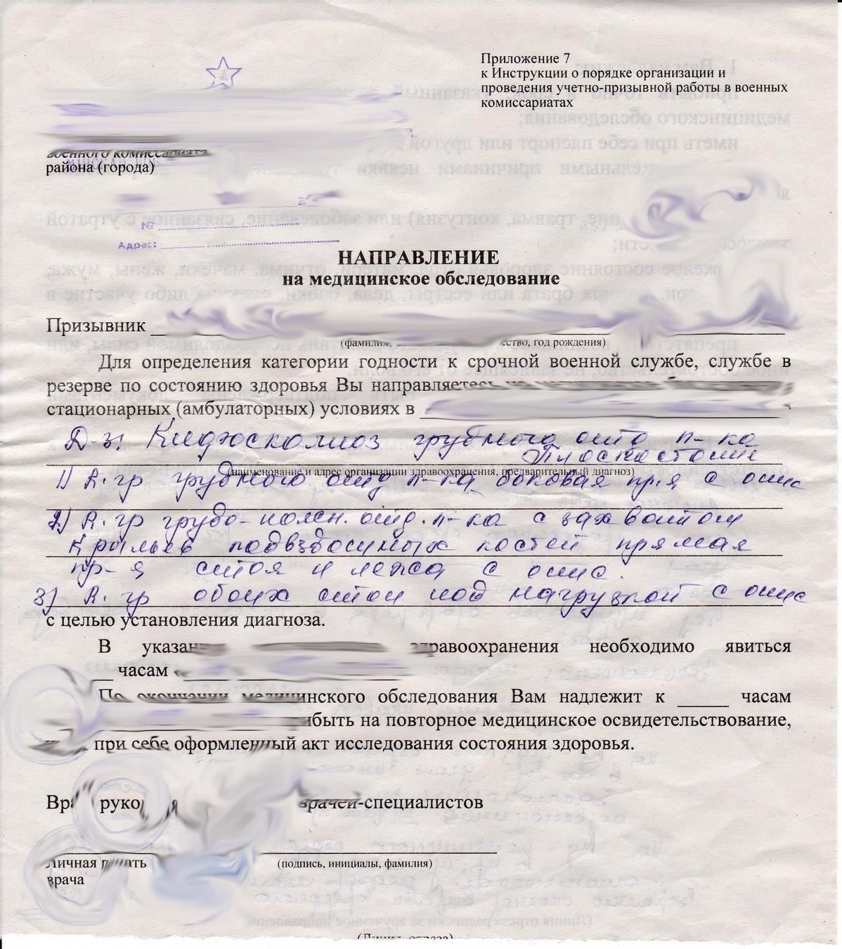 Обследование проводится в военкомате или в медицинском учреждении по месту жительства. Ниже описаны основные этапы этой процедуры: