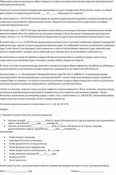 Основные требования, предъявляемые к встречному иску для принятия его судом