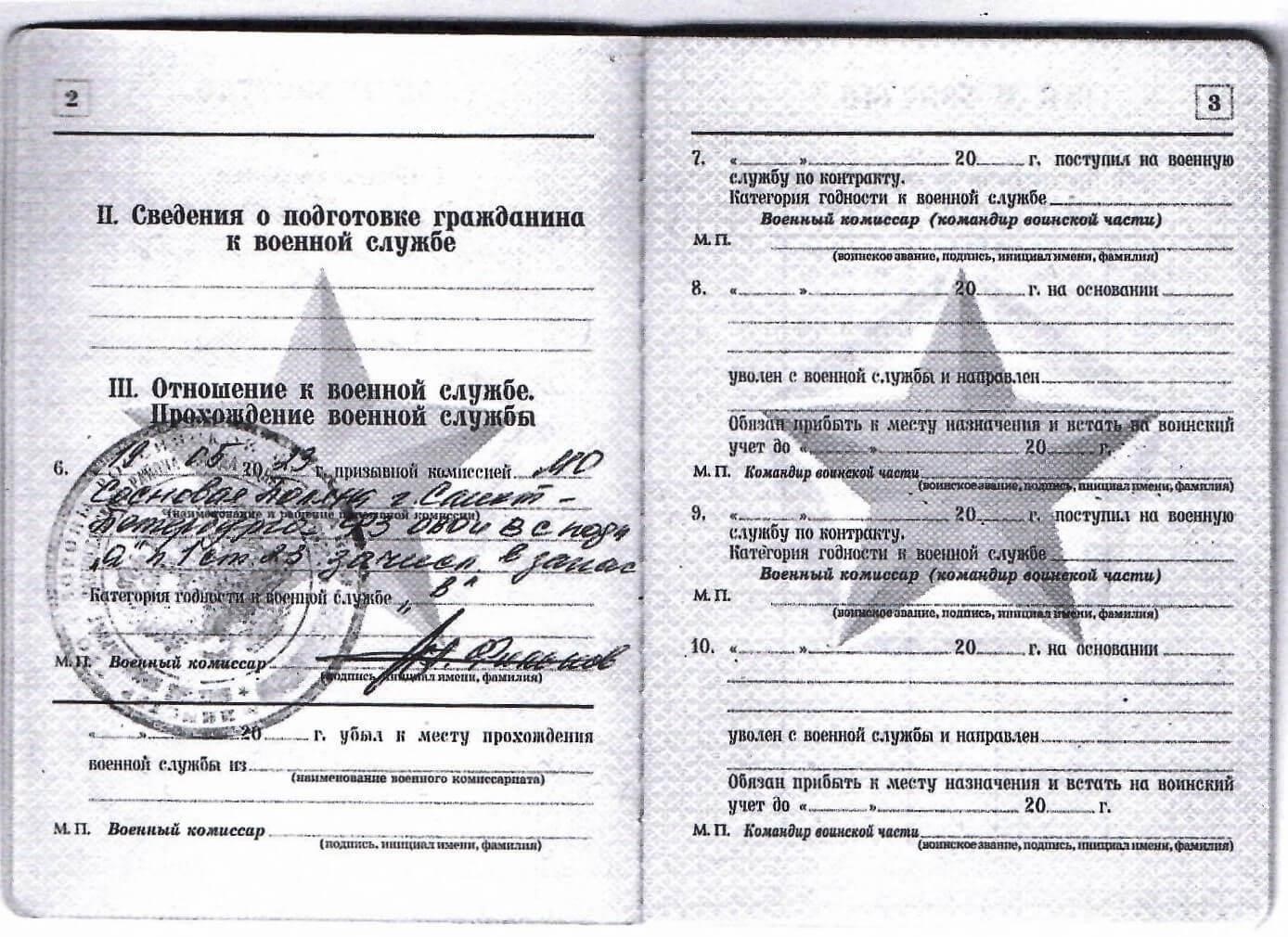 Понимание значения военного билета с категорией «В